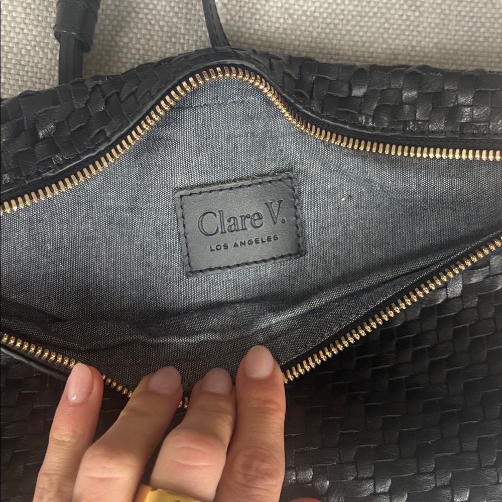 Clare V Fanny Black Woven Zigzag Crossbody Bag - Picture 7 of 7